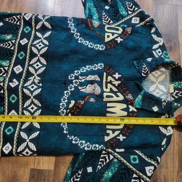 Vintage Mens Samoa Hawaiian Blue and Black Surfer Shirt Size XL - Picture 3 of 7